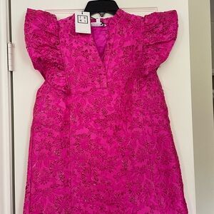 THML Metallic Pink flutter sleeve dress size M NWT